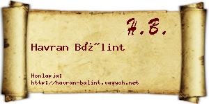 Havran Bálint névjegykártya